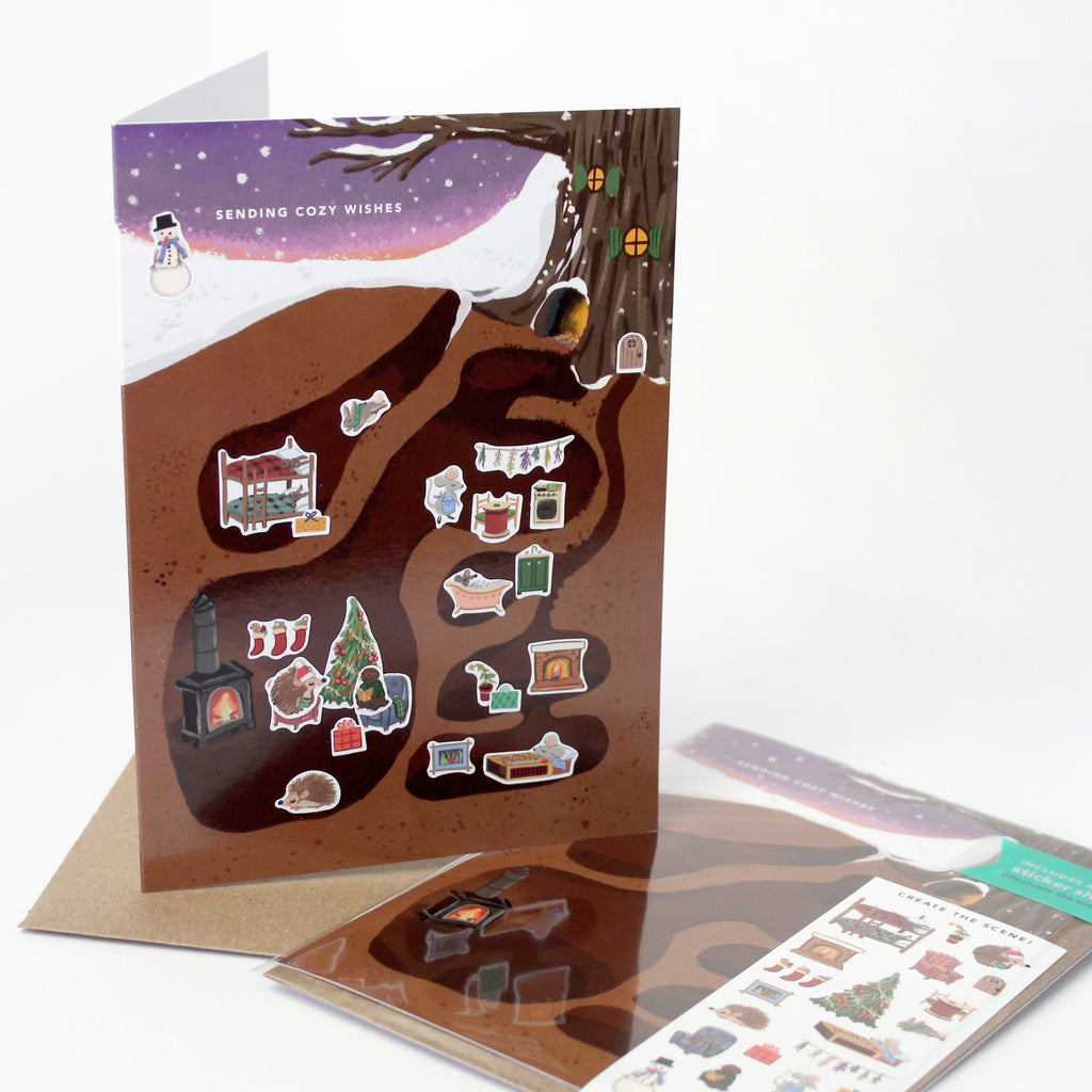 Sticker Scene Card - Cozy Woodland Creatures