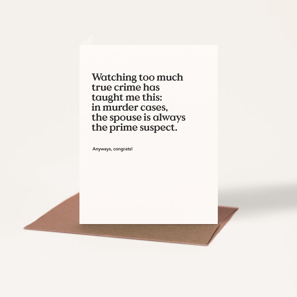 True Crime Funny Wedding Card