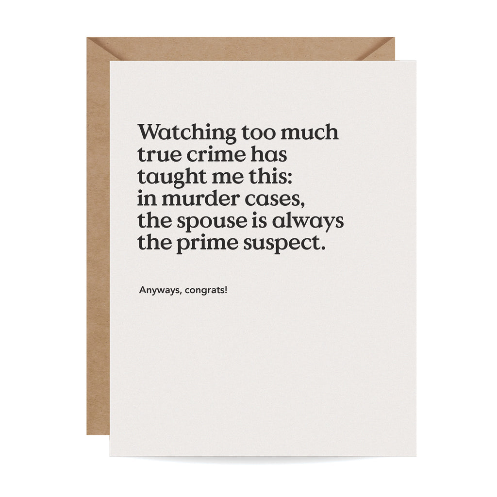 True Crime Funny Wedding Card