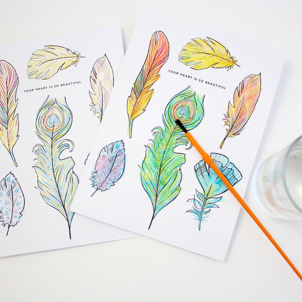 Feather Paint With Water Card