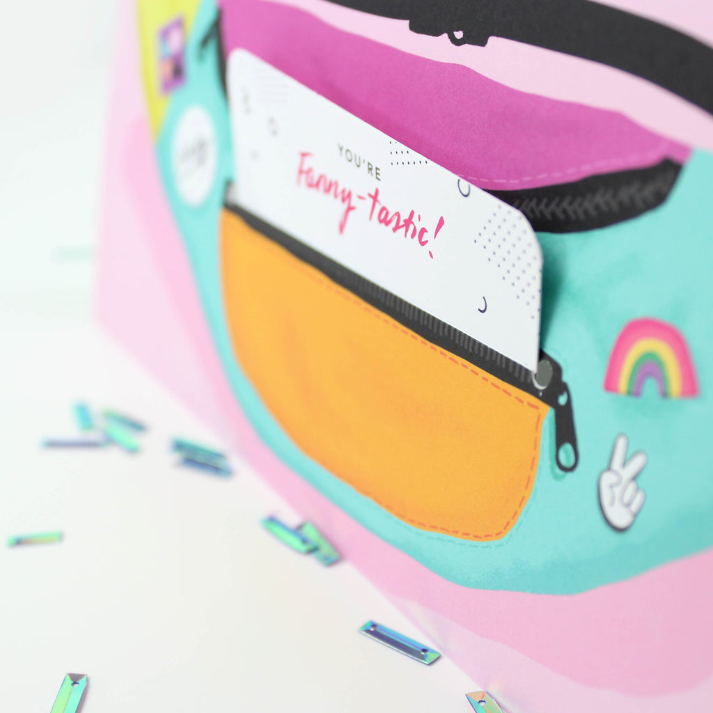 Fanny Pack, Gift Card Holder, Vintage, Throwback, 90s, color block, graduation, birthday, retro, cash holder