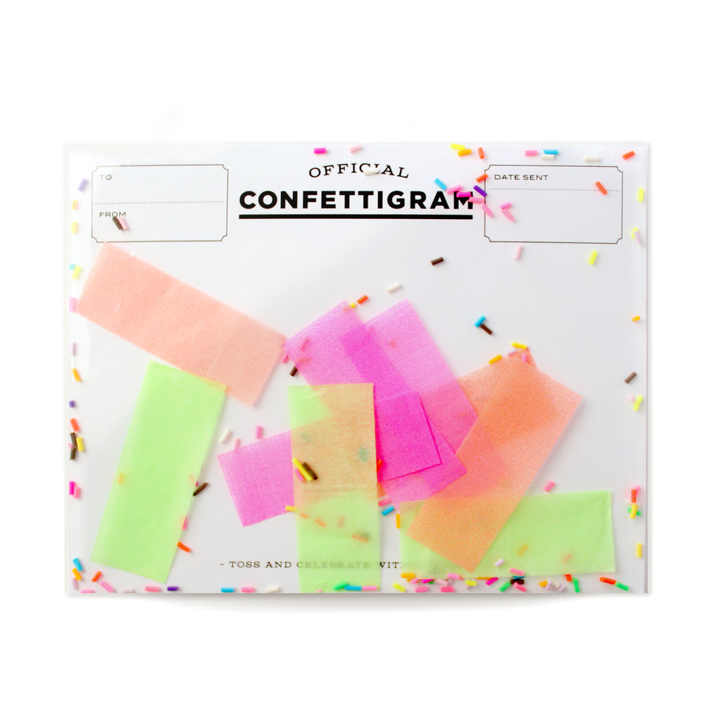 Confettigram, sprinkles, birthday, neon, birthday card, kids birthday, friend, party
