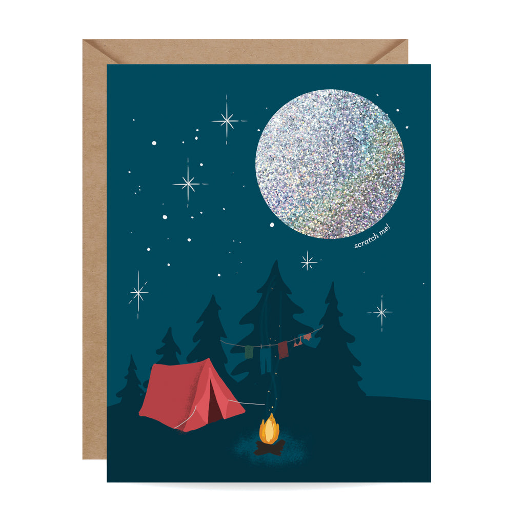 Campfire Moon, Scratch off, camping, partner card, friendship, romantic, anniversary card