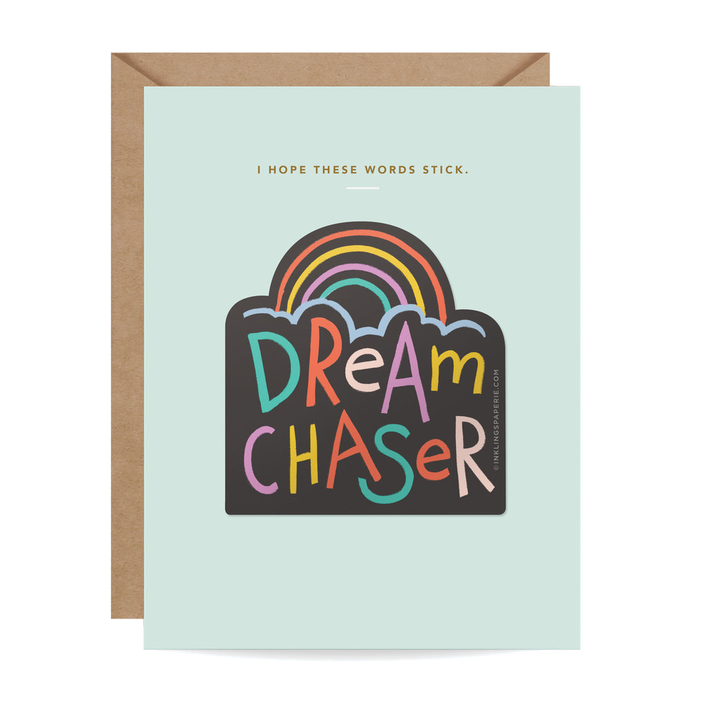 Dream Chaser, Sticker Card, retirement. graduation, friendship, colorful sticker, gift card