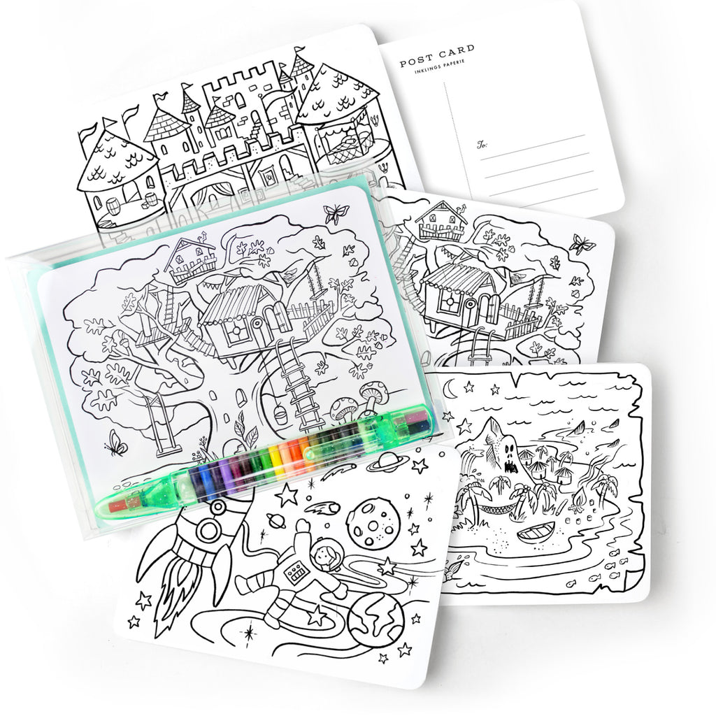 Kids Color-In Postcard Kit - Inklings Paperie
