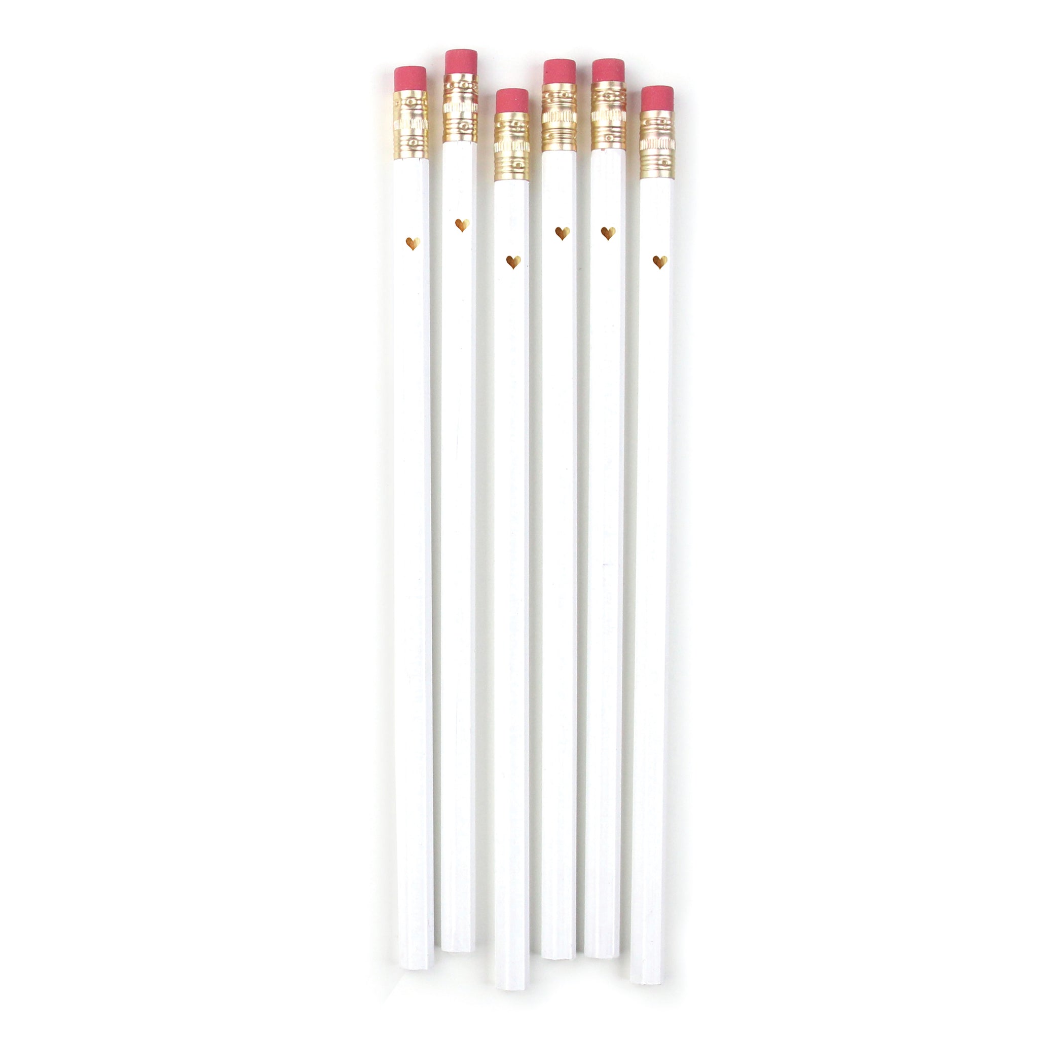 Gold Heart Full Length Pencils - White – Inklings Paperie