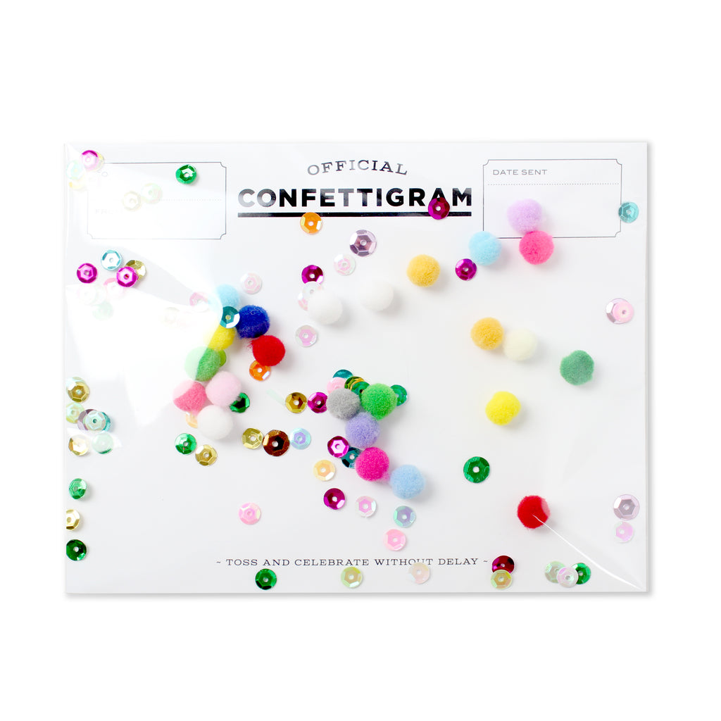 Confettigram™ , Pom Pom. sparkle, everyday card, birthday card, birthday, kids, telegram