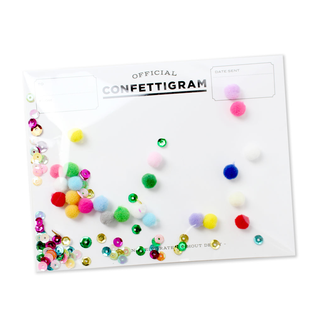 Confettigram™ , Pom Pom. sparkle, everyday card, birthday card, birthday, kids, telegram