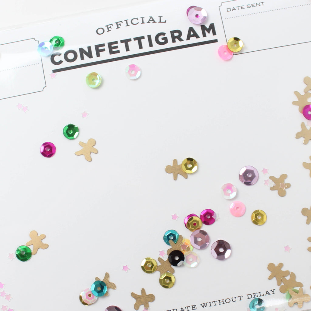 Confettigram™ - Gingerbread, confetti, Christmas, holidays, telegram, cookie card