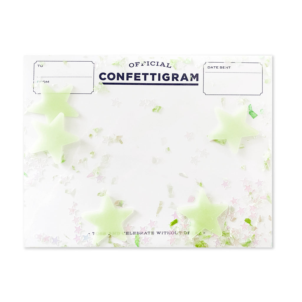 Confettigram™ - Glow Stars, Glow in the dark, Stars, Birthday card, Kids, Everyday card