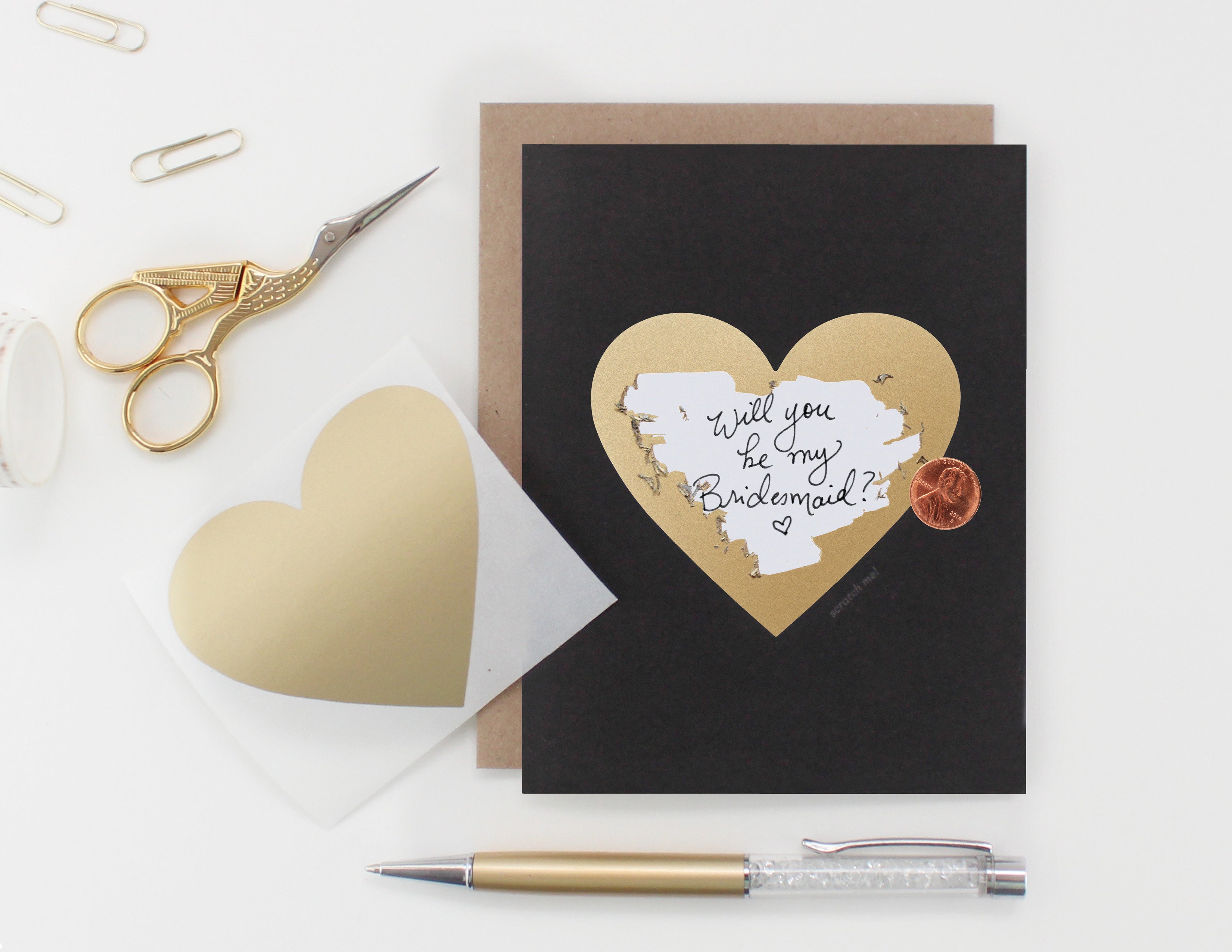 Scratch-off Card - Black + Gold Heart – Inklings Paperie