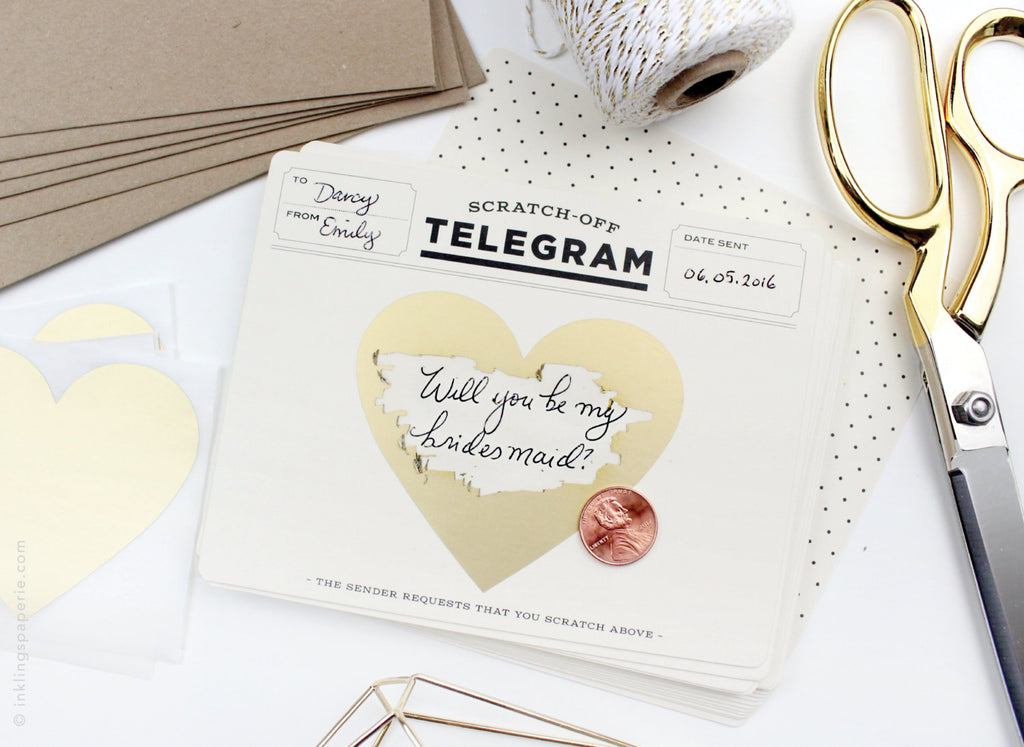 Classic Telegram, Scratch-off Card, Friendship, Encouragement. Proposal Card, Bridesmaid Card, Groomsman Card, Vintage