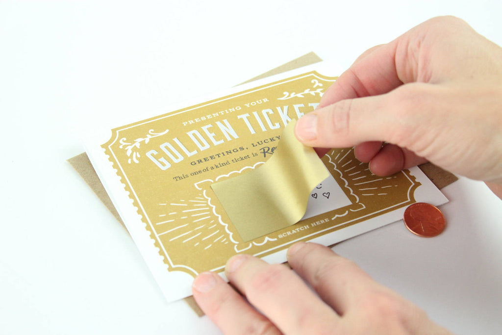 Golden Ticket, Scratch-off Card, IOU, gift, Birthday, Christmas, Anniversary