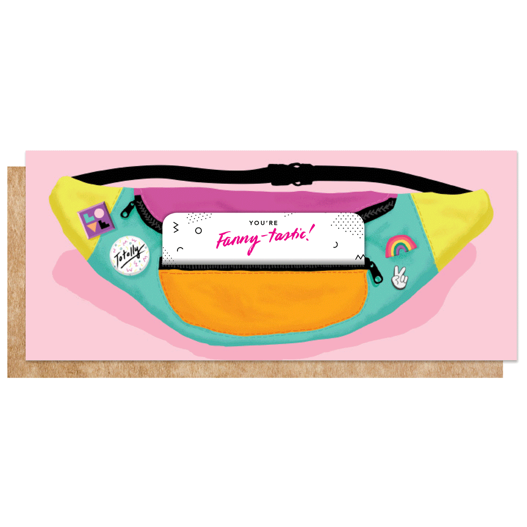 Fanny Pack, Gift Card Holder, Vintage, Throwback, 90s, color block, graduation, birthday, retro, cash holder