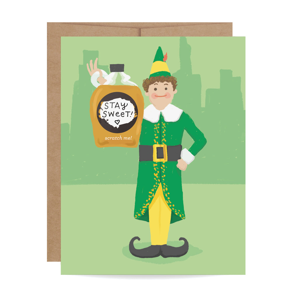 Winter,  Syrup,  Scratch-off,  NYC, Kids,  Holidays, Holiday Card, Holiday,  Green,  For Kids, Elf,  Christmas,  Buddy