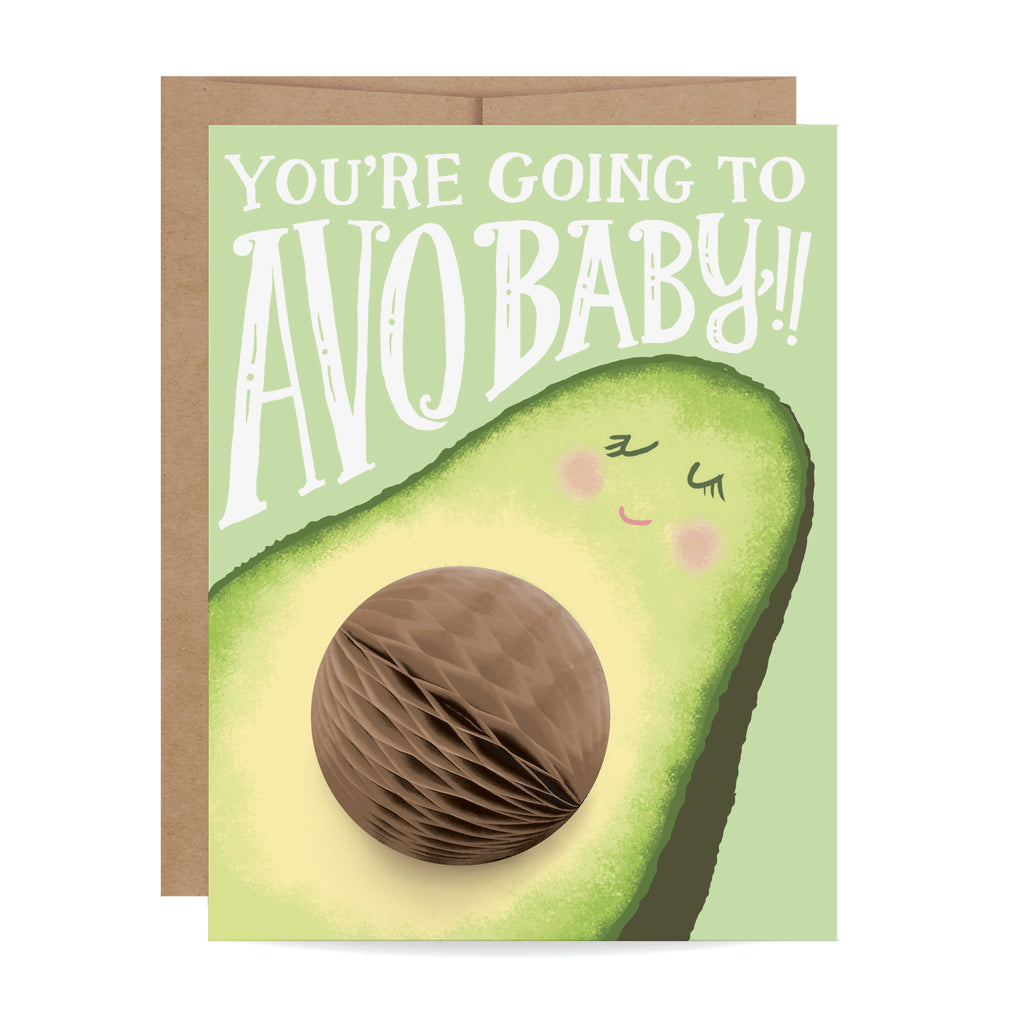 Avocado Pop-up Card, new baby card, congratulations card, new parents, pop-up card. new mom, mom card