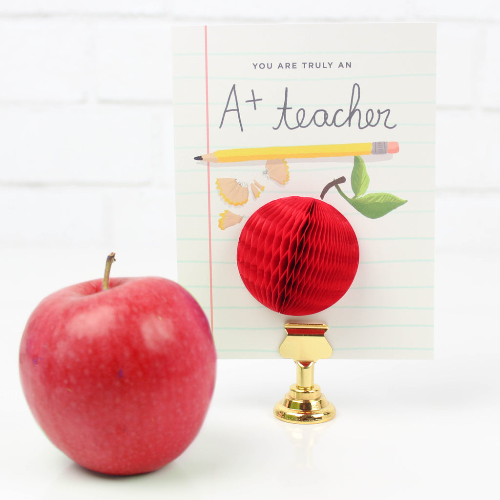 A+ Teacher, Pop-up Card, Thank you, Teacher Appreciation, apple, pencil, amazing teacher