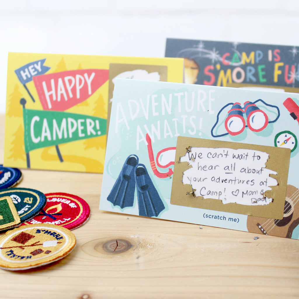 Camp Scratch-off Mini Notes, Mini Notes, Camp. Camper, Overnight camp. kids, summer, smores, adventure, happy camper, scratch off