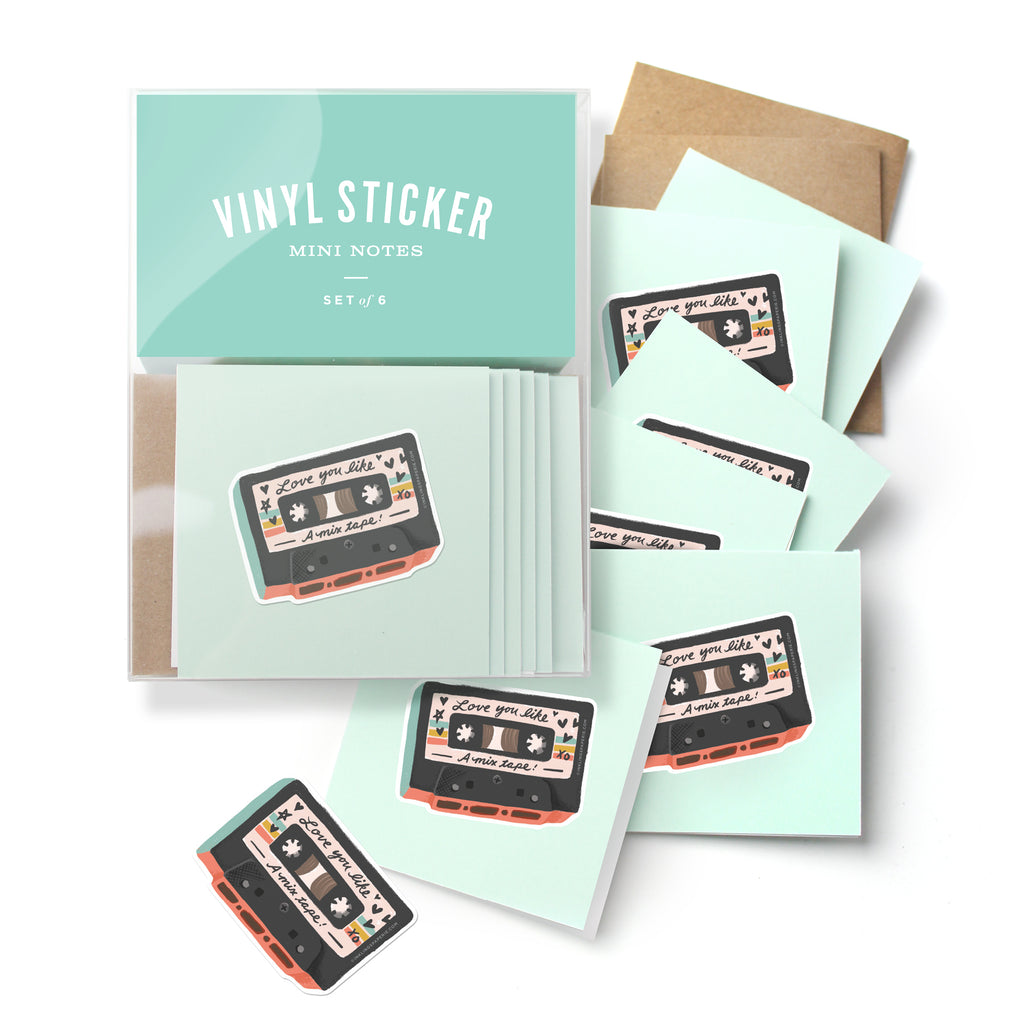 Vinyl Sticker Mini Notes - Mix Tape