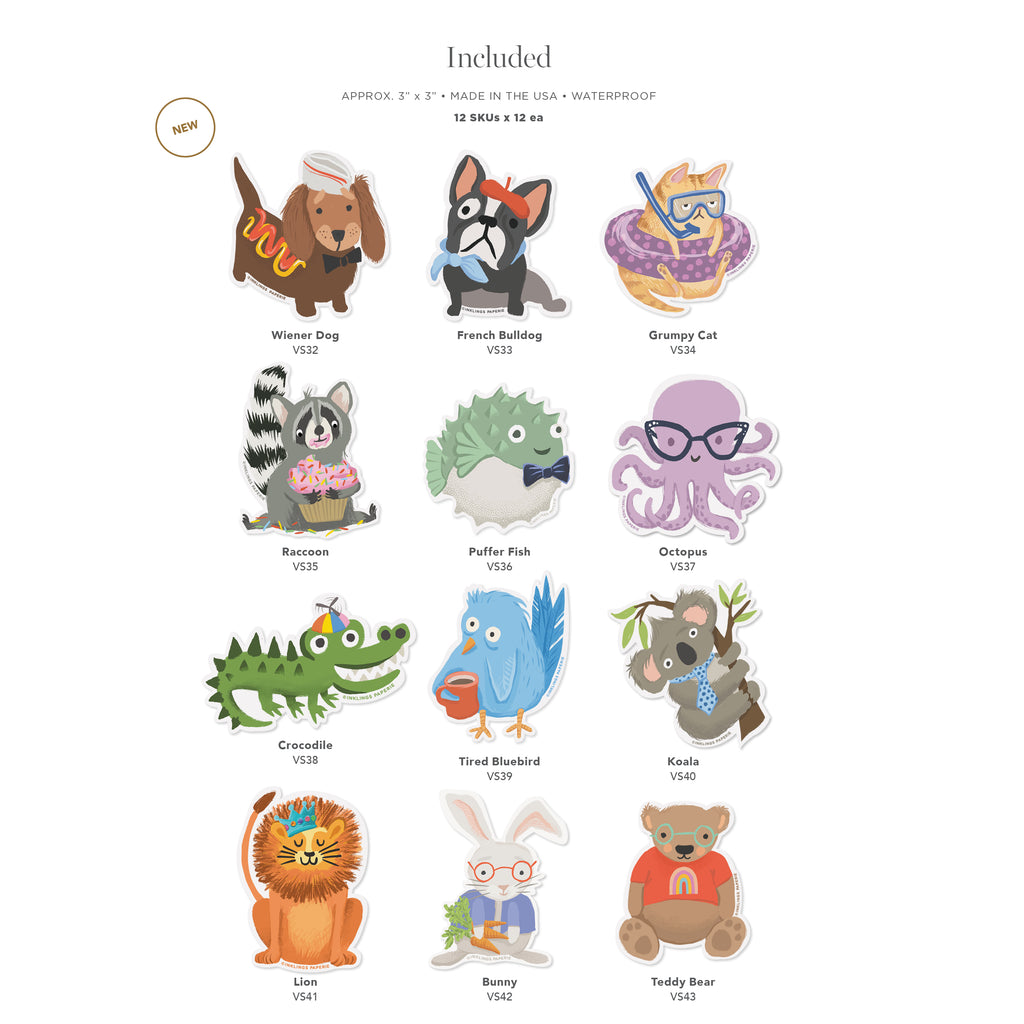 Display - Vinyl Sticker Assortment 3 (Animals) – Inklings Paperie